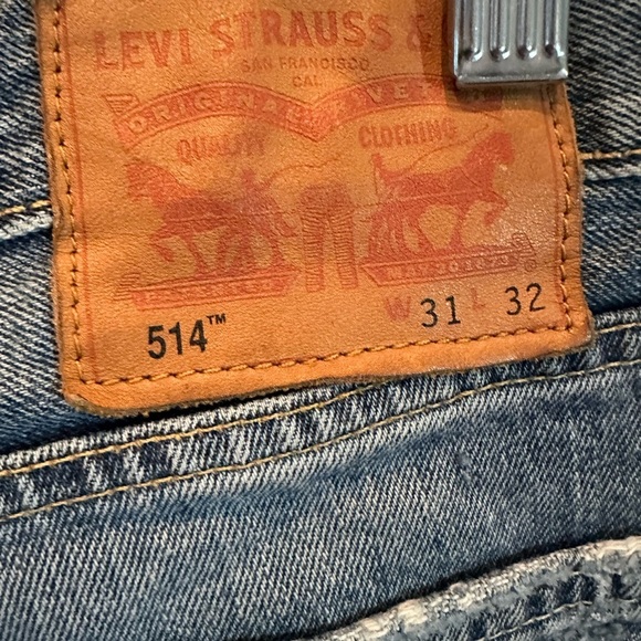 Levis 514 Mens Distressed Blue Washed Denim Shorts Size 31 Cut Off - Picture 3 of 5